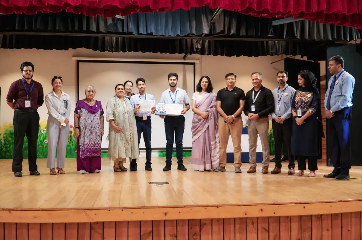 Gurukul Global School team receiving the Future Living and Smart Cities first position award