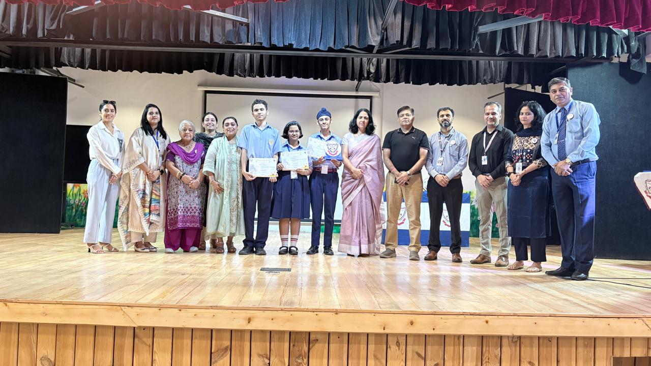 DC Montessori Senior Secondary School team receiving the Planet Protection and Space Innovation first position award