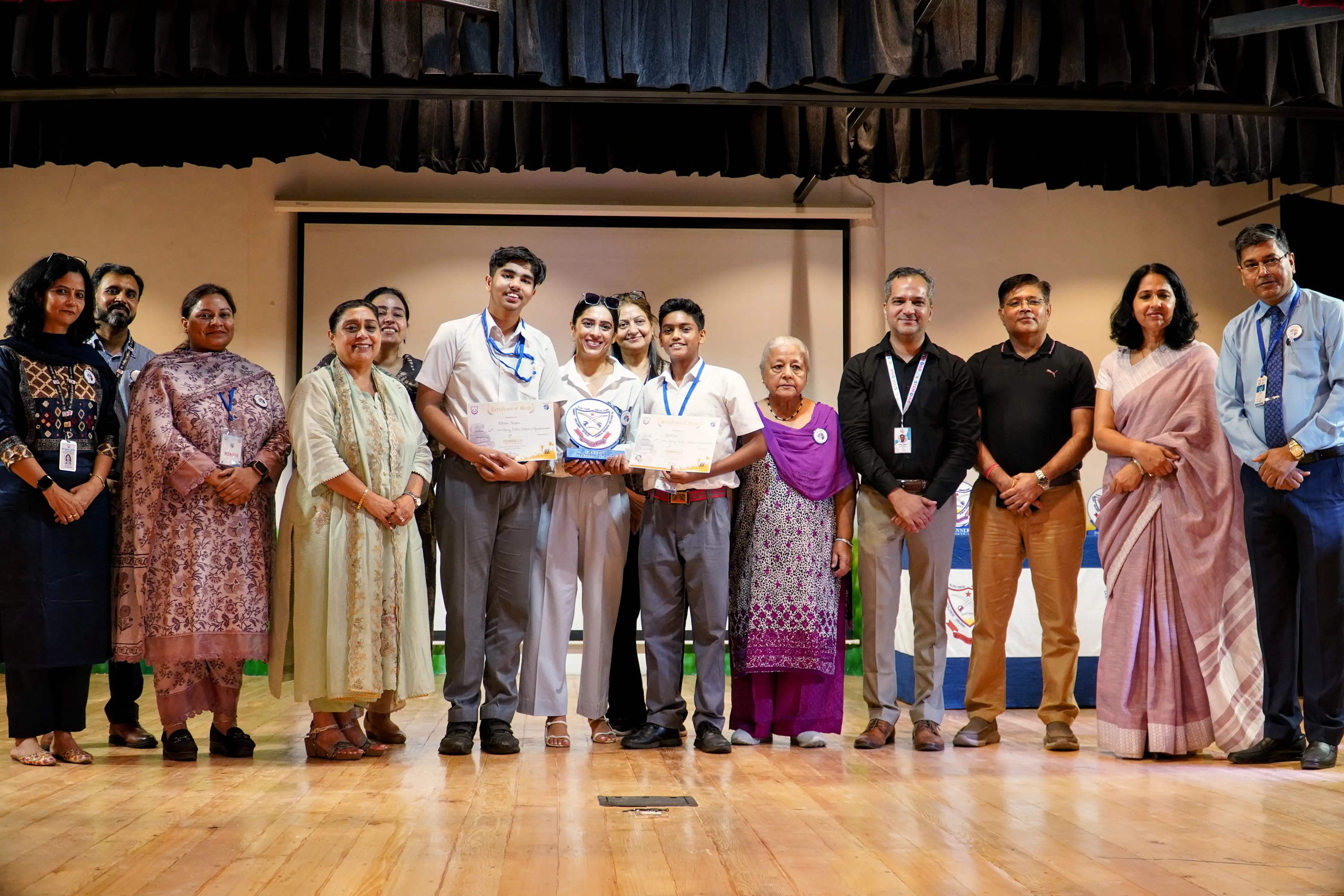 Army Public School, Chandimandir team receiving the Open Innovation first position award